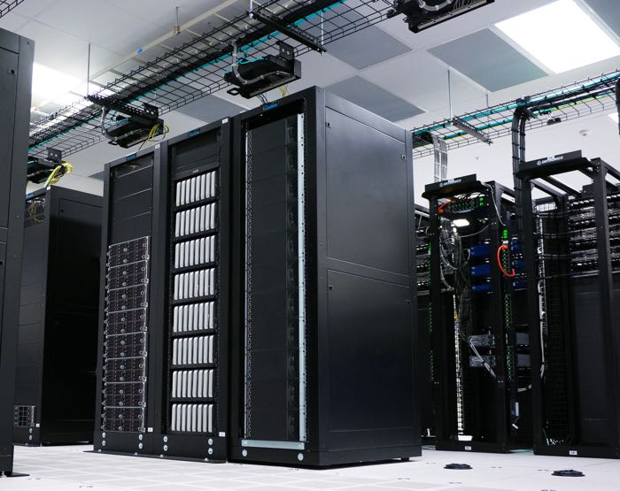 Servers in a server room running blockchain applications